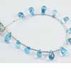 Natural Blue Topaz Faceted Tear Drop Beads Strand Length 5 Inches and Size 7.5-10.5mm approx. Blue topaz is the state gemstone of the US state of Texas. Naturally occurring blue topaz is quite rare and also a birthstone for November. 